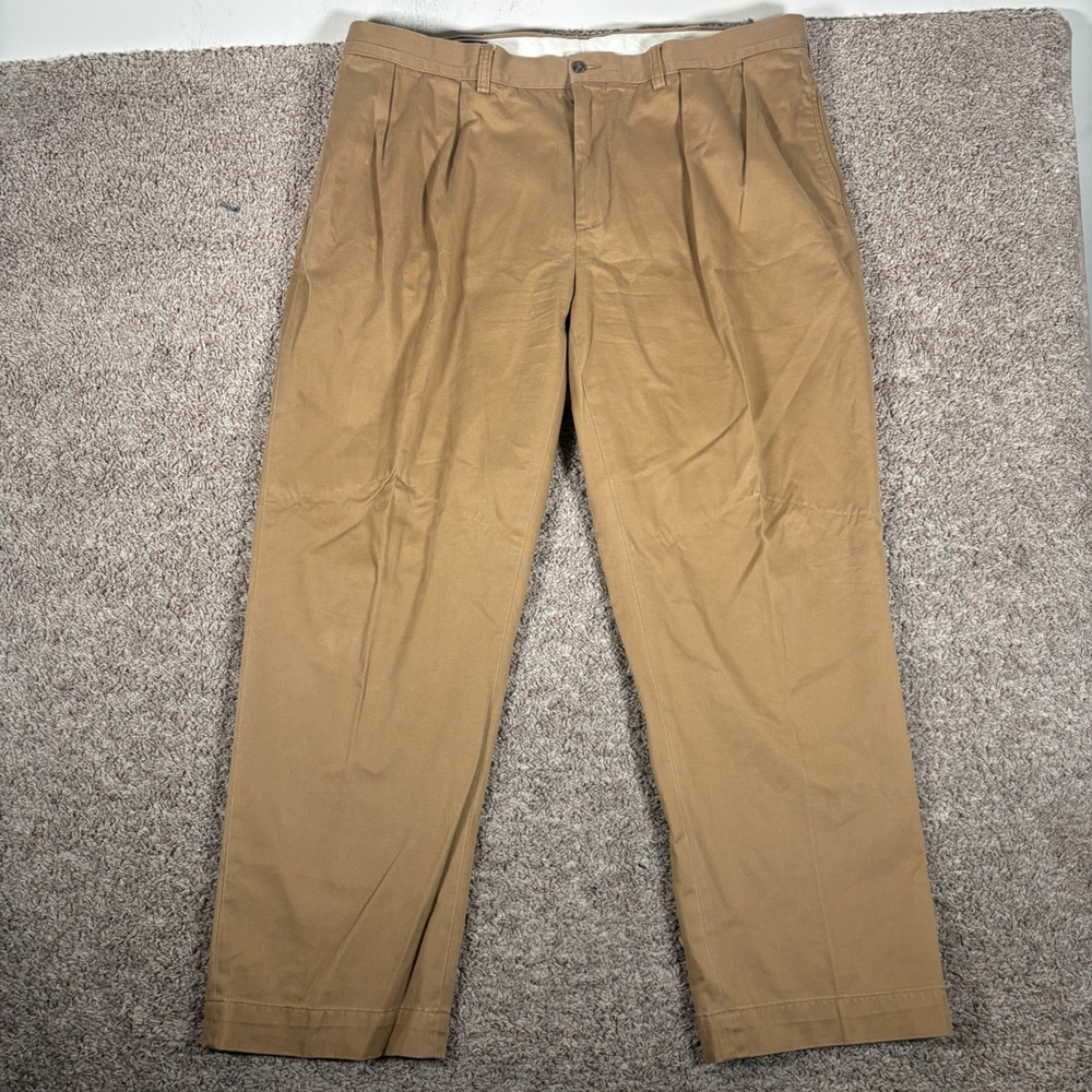Polo Ralph Lauren Ethan Pant Mens 42x30 Khaki Tan Pleated Cotton Chino Trousers
